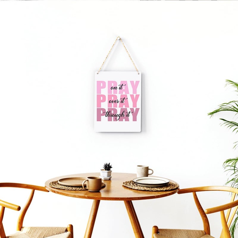 BELLOWDEER Pink Wall Decor Bible Verse Wall Art Christian Gifts for Women Room Decor for Women Girls Room Decoration Office Wall Decoration for Woman Bedroom Decor for Teen Girls Inspirational Decoration Pray Over It Wall Art - Image 4